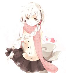  braid grey_eyes headphones long_hair naniiro pantyhose scarf sekka_yufu skirt solo utau white_hair 