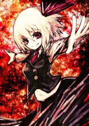  akasia blonde_hair bow fang hair_bow highres necktie red_eyes rumia solo the_embodiment_of_scarlet_devil touhou youkai 