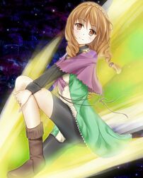  boots braid brown_eyes brown_hair chiara_toscana hairband long_hair nasubi_sakari shakugan_no_shana twin_braids 