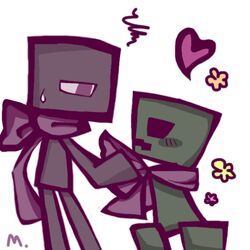  creeper enderman heart minecraft nikki_(sunou) scarf sweatdrop 