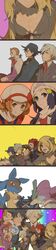  4boys blush breasts camera cape cleavage comic gaijin_4koma gen_(pokemon) hair_ornament hat heaven_condition highres hikari_(pokemon) hikari_(pokemon)_(remake) kotone_(pokemon) long_image lucario metagross minaki_(pokemon) multiple_boys multiple_girls notepad pokemon pokemon_(game) pokemon_dppt pokemon_gsc pokemon_hgss shirona_(pokemon) silent_comic sparkle suicune tall_image tears tororo-to-konbu tsuwabuki_daigo wataru_(pokemon) winter_clothes 