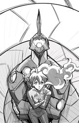  +_+ 1girl andrew_santos antispiral_nia crossed_arms highres lazengann mecha monochrome nia_teppelin sketch tengen_toppa_gurren_lagann 