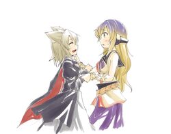  2girls closed_eyes gradient_hair headphones hijiri_byakuren long_hair multicolored_hair multiple_girls noise-111 open_mouth simple_background smile touhou toyosatomimi_no_miko white_background 