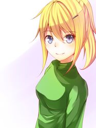  blonde_hair blue_eyes hair_ornament hairclip highres poniko ponytail smile solo turn-a yume_nikki 