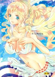  aqua_eyes artist_request blonde_hair breasts character_request cover cover_page highres long_hair mermaid monster_girl navel one_piece shirahoshi solo 