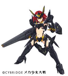  1girl kaoru348 mecha_musume navel redhead short_hair solo yellow_eyes 