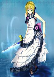 dress excalibur fate/zero fate_(series) frilled_dress frills green_eyes noraneko saber 