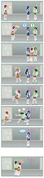  absurdres ai-ai_gasa ai_ai_gasa aoki_reika blue_hair comic cutout green_hair highres hino_akane kotomickey long_hair midorikawa_nao multiple_girls precure red_hair redhead school_uniform short_hair sleeves_rolled_up smile_precure! translated 