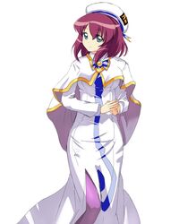  blue_eyes cosplay hat henrietta_de_tristain mizunashi_akari mizunashi_akari_(cosplay) pantyhose purple_hair short_hair solo super_freedam uniform zero_no_tsukaima 