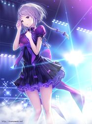  bow braid dress hair_bow ilog kajiura_minori looking_at_viewer mana_kakkowarai official_art original purple_eyes silver_hair solo twin_braids violet_eyes watermark web_address 