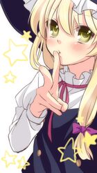  :o blonde_hair blush bust etou_(cherry7) face kirisame_marisa long_hair solo star touhou v yellow_eyes 