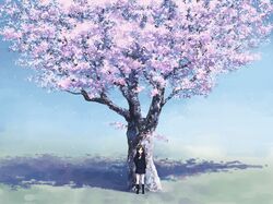  cherry_blossoms isou_nagi original scenic seifuku tree 