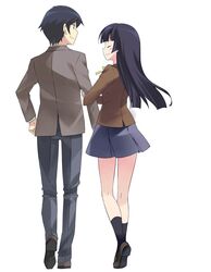  1boy 1girl arm_hug black_hair closed_eyes gokou_ruri kousaka_kyousuke long_hair mole ore_no_imouto_ga_konna_ni_kawaii_wake_ga_nai rei_(rei's_room) school_uniform short_hair 