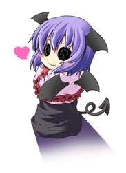  bat_wings blush_stickers chibi demon_tail fang head_wings heart ichimi nagae_iku purple_hair shadow solid_circle_eyes solo tail touhou wings 