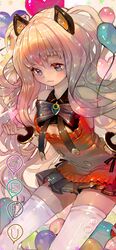  1girl :3 animal_ears balloon blonde_hair blue_eyes bow cat_ears dahl-lange glitter highres long_hair seeu skirt thighhighs vocaloid white_legwear zettai_ryouiki 