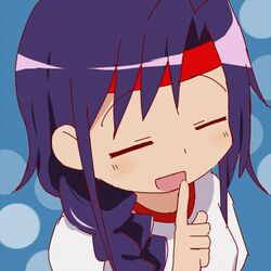  agenasu goshiki_agiri headband kill_me_baby lowres open_mouth purple_hair smile solo 