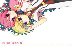  1girl animal_ears bad_id blonde_hair blush dog_days dog_ears millhiore_f_biscotti pink_hair purple_eyes shinku_izumi smile tatotota violet_eyes 