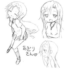  agenasu goshiki_agiri kill_me_baby long_hair monochrome open_mouth profile sketch skirt very_long_hair 