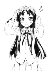  akiyama_mio alternate_hairstyle black_eyes black_hair hairband highres hime_cut k-on! musical_note nome_(nnoommee) school_uniform smile solo uniform 