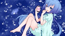  1girl aoki_lapis blue_eyes blue_hair solo star vocaloid yayoi_(egoistic_realism) 