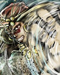  1boy aburae-mamire jojo_no_kimyou_na_bouken manly necktie red_eyes solo turban wham wind 