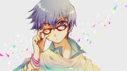  blue_eyes blue_hair close glasses kaito male vocaloid 