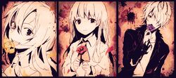  2girls arisaka_ako blue_rose eve_(ib) flower garry_(ib) gary_(ib) hair_over_one_eye ib ib_(ib) long_hair mary_(ib) multiple_girls red_rose rose yellow_rose 