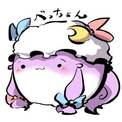  hat lowres no_humans patchouli_knowledge rebecca_(keinelove) ribbon sukusuku_hakutaku tail touhou 
