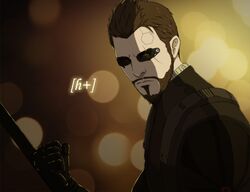  adam_jensen armor beard blade brown_hair cyberpunk cyborg dagreenpillow deus_ex deus_ex:_human_revolution facial_hair male science_fiction solo sunglasses video_game 