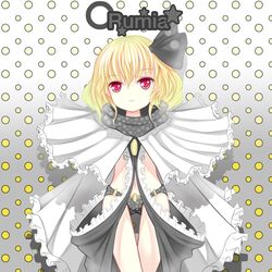  alternate_costume bikini blonde_hair frills hair_ribbon red_eyes ribbon rumia short_hair smile solo swimsuit touhou vils 