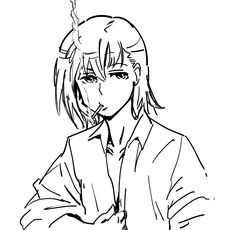  1girl bb_(baalbuddy) misaka_mikoto monochrome out_of_character shirt short_hair sketch smoke smoking solo to_aru_kagaku_no_railgun to_aru_majutsu_no_index 