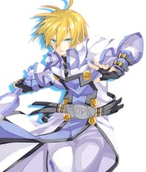  belt blonde_hair blue_eyes fingerless_gloves gloves guilty_gear kito_shinohara ky_kiske male solo sword weapon 