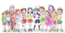  amami_haruka black_hair blue_eyes blue_hair brown_hair everyone futami_ami futami_mami ganaha_hibiki green_eyes hagiwara_yukiho hairband hoshii_miki idolmaster kikuchi_makoto kisaragi_chihaya long_hair microphone minase_iori miura_azusa ponytail ribbon shijou_takane short_hair smile suzu-shiro takatsuki_yayoi twintails wristband young 