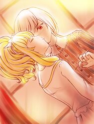  albino blonde_hair elisabeth_von_wettin high_ponytail jellyfish_s kiss marz_von_ludowing red_eyes short_hair sound_horizon white_hair 