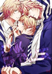  blonde_hair blue_eyes dual_persona glasses green_eyes kurusu_shou male multiple_boys open_mouth shinomiya_natsuki shinomiya_satsuki short_hair uta_no_prince-sama yaoi 