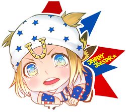 1boy beanie blonde_hair blue_eyes chibi hat johnny_joestar jojo_no_kimyou_na_bouken momo521 solo steel_ball_run 