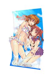  bikini brown_eyes brown_hair katase_minami long_hair misaka_mikoto multiple_girls outline shirai_kuroko short_hair skirt splash splashing swimsuit to_aru_kagaku_no_railgun to_aru_majutsu_no_index twintails wink 