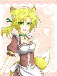  1girl animal_ears bell blonde_hair collar fire_emblem fire_emblem:_seima_no_kouseki forde genderswap green_eyes rndu tail 