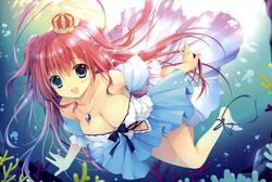  barefoot chikotam cleavage crown dengeki_moeoh dress erect_nipples necklace original pink_hair underwater 