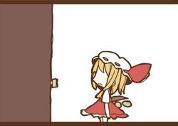  1girl adomi blonde_hair comic flandre_scarlet hat hat_ribbon millipen_(medium) ribbon solo touhou traditional_media 