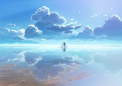  bicycle cloud clouds landscape original reflection saitama_(nrh49840) sky solo water 