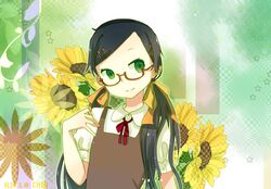  black_hair chibiibiru glasses green_eyes jpeg_artifacts original signed twintails 