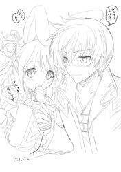  asbel_lhant bunny_ears carrot cheria_barnes kurimomo monochrome rabbit_ears sketch tales_of_(series) tales_of_graces 