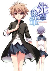  brown_hair cover eguchi_sera from_behind jacket nijou_izumi odawara_hakone saki saki_achiga-hen sample school_uniform short_hair sleeves_rolled_up 