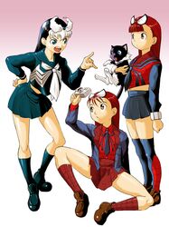  black_cat_(marvel) bow camera cat cosplay ffnf marvel multiple_girls necktie noq skirt spider-man spider-man_(cosplay) spider-man_(series) venom_(marvel) 