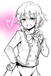  1girl aoinu blush bow hair_ornament hairpin idolmaster idolmaster_cinderella_girls koshimizu_sachiko long_sleeves open_mouth short_hair solo 