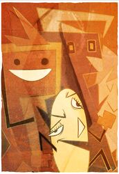  aosuke cubism fine_art_parody highres mike_krahulik pac-man pac-man_(game) parody pinky style_parody 