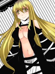  1girl alternate_costume aoshima blonde_hair breasts cleavage hijiri_byakuren large_breasts solo touhou yellow_eyes 