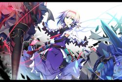  alice_margatroid blonde_hair book capelet dress elbow_gloves fingerless_gloves gloves green_eyes hairband ichiyan lance letterboxed polearm puppet_strings sash shanghai shanghai_doll short_hair solo string touhou weapon white_gloves 