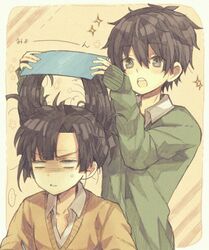  ... 1boy 1girl anger_vein angry annoyed artist_request black_hair blush character_request ene_(kagerou_project) headphone_actor_(vocaloid) kagerou_project konoha_(kagerou_project) kurodeko long_hair open_mouth school_uniform short_hair source_request speech_bubble twintails 